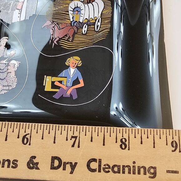 Vtg 1962 Coats And Clark Story Of Thread Smoked Glass Sewing Tray Plate - Picture 4 of 5